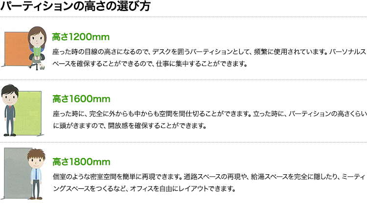 パーティションの高さの選び方